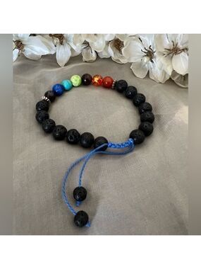 Handmade lava stone bracelet holistic energy chakra stress relief adjustable